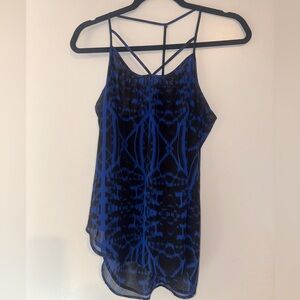 Express Sheer Black and Blue Patterned Top